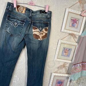 y2k miss me cow leather jeans